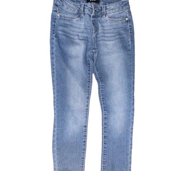 DKNY Girls Sz 12 Stretch Denim Skinny Leg CAPRI Jeans Donna Karen NY Summer - Picture 3 of 7